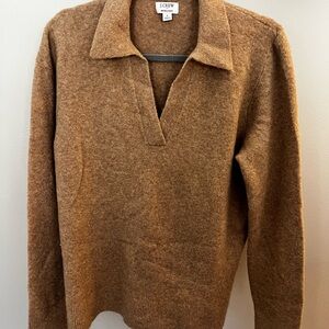 J. Crew Chestnut Brown V‑Neck Polo Sweater